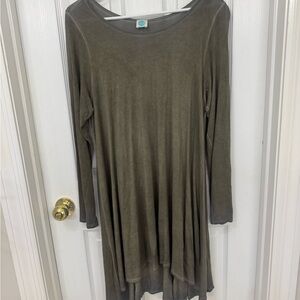 Olive Green Long Sleeve Tunic Top